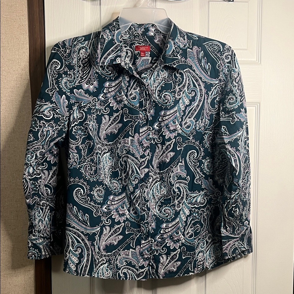 Talbots Teal Paisley women shirt